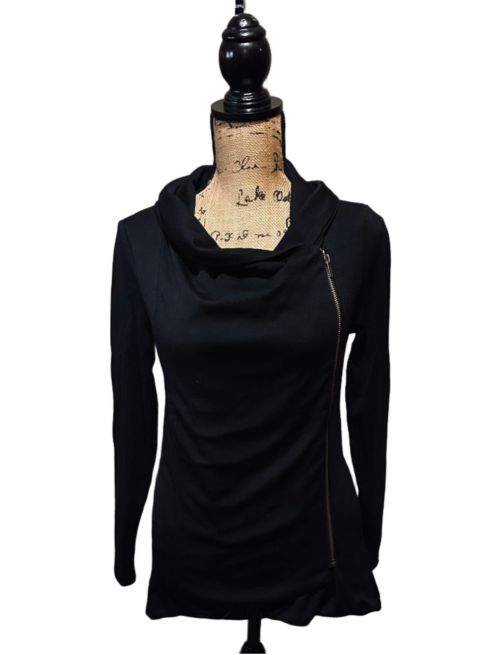 Women's Color Swatch Black Asymmetrical Zip Jacket Size S